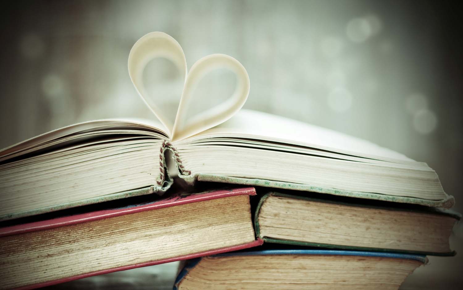 books with a heart shape made from two pages